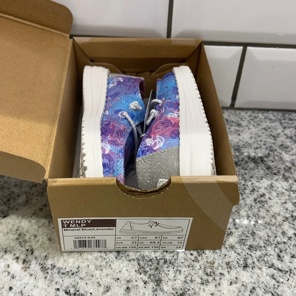 Hey Dude Kids C7 Wendy Loafer Blue Lavender My Little Pony Glitter Magic Limited